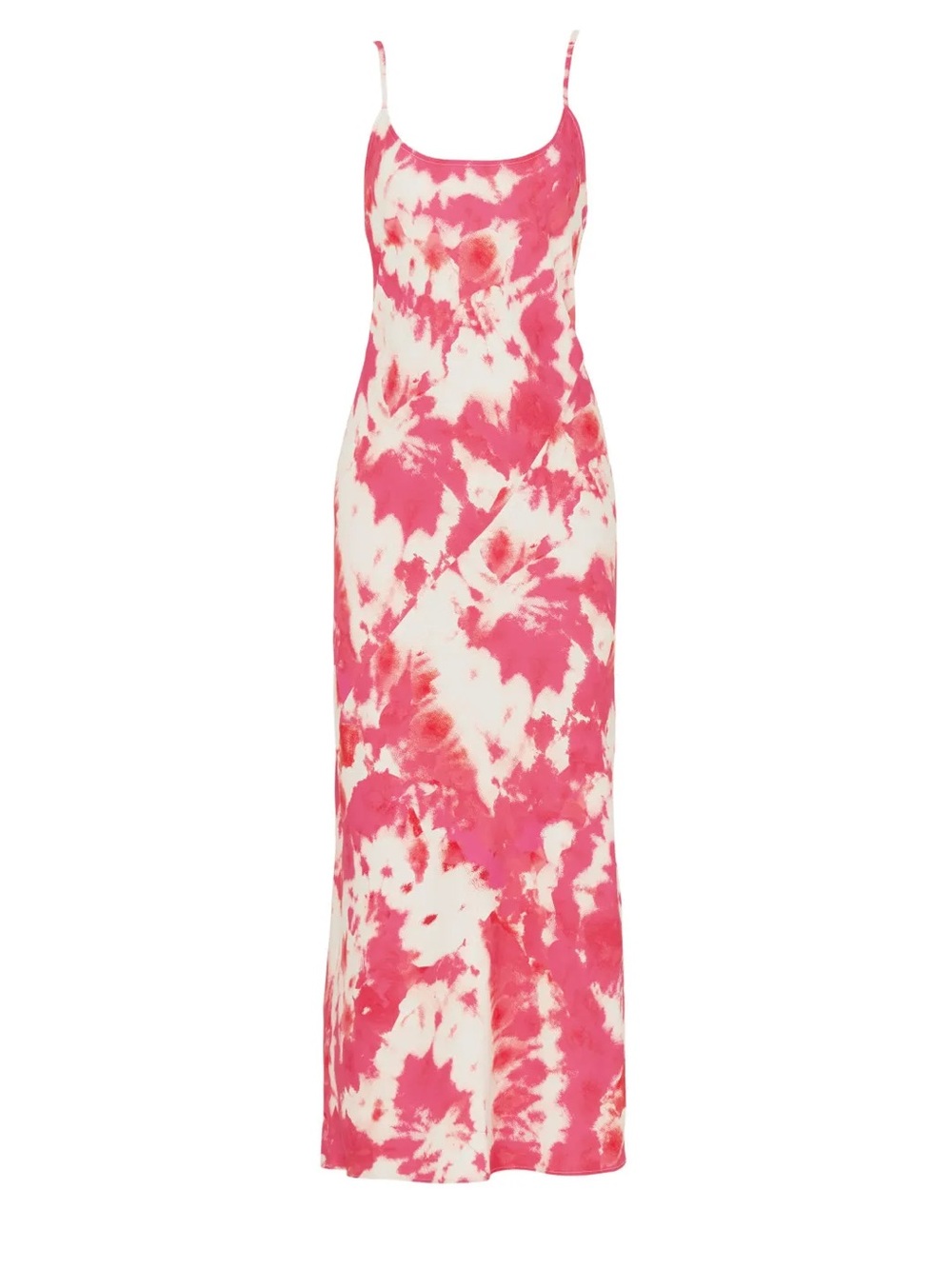 Thakoon Collective Pink Tie Dye Bias Cut Slip Maxi Dress Scoop Neck Size 0